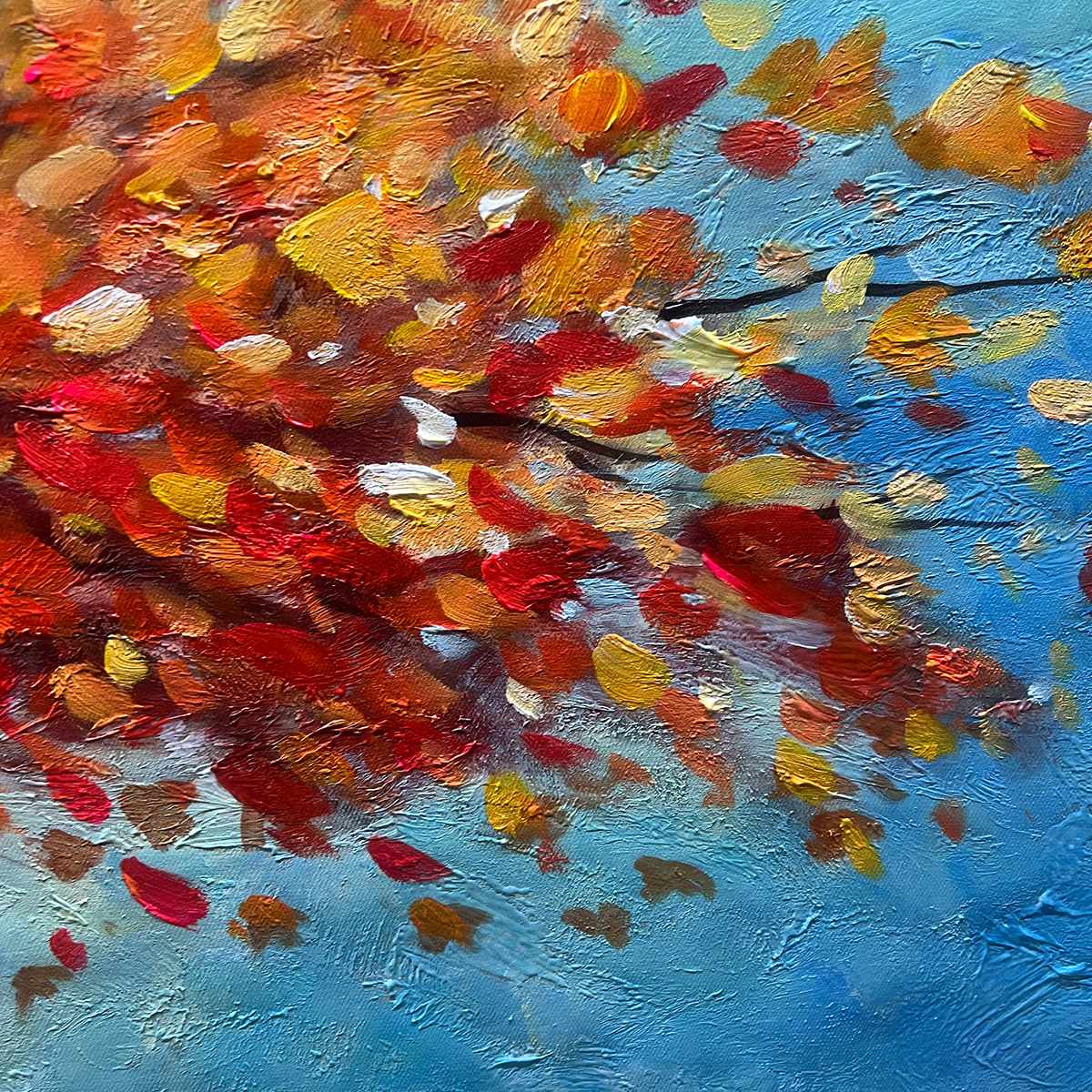 AUTUMN FIRE: Textured Landscape Oil Painting - Image 6