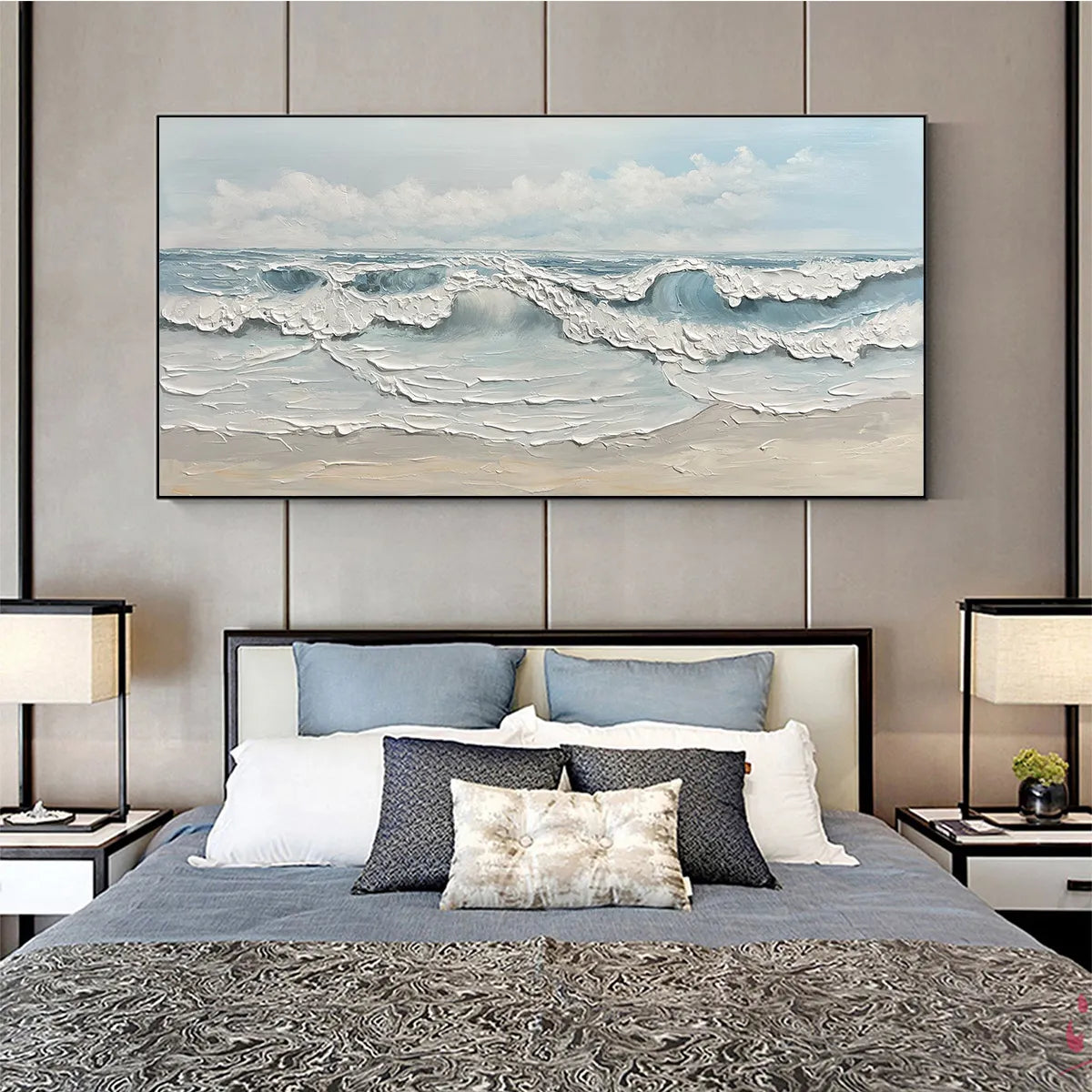 COASTAL SERENITY: Textured Ocean Waves Seascape Oil Painting - Image 7