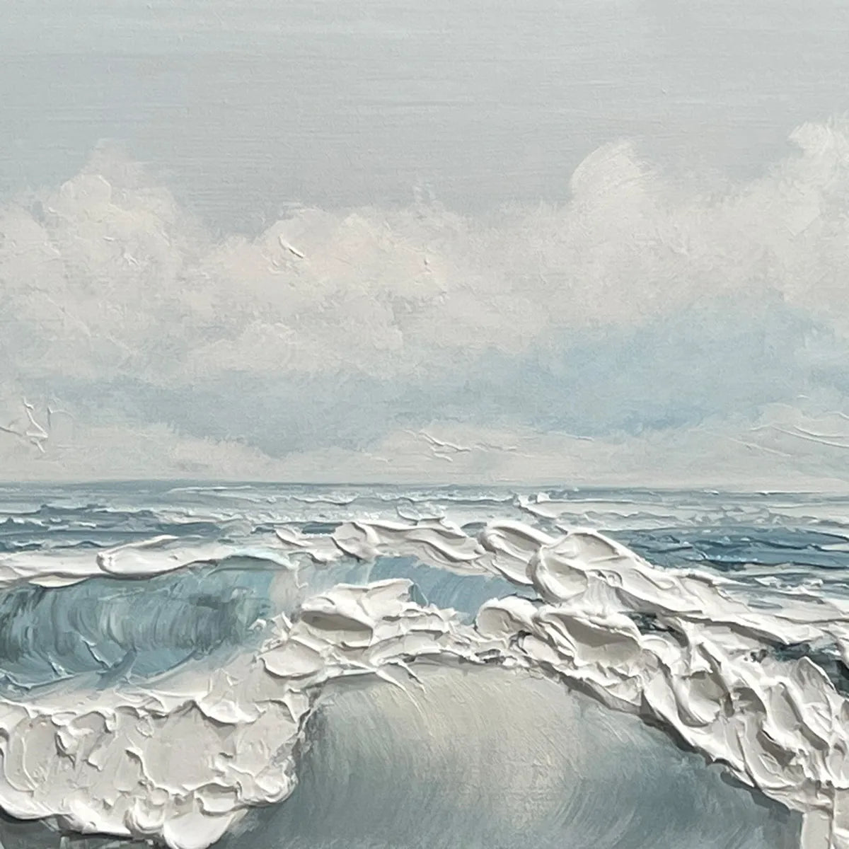 COASTAL SERENITY: Textured Ocean Waves Seascape Oil Painting - Image 6