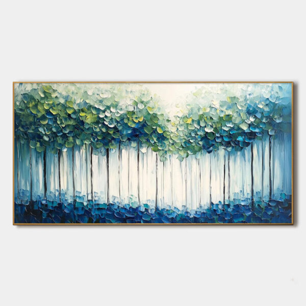 FOREST WHISPERS: Textured Panoramic Oil Painting