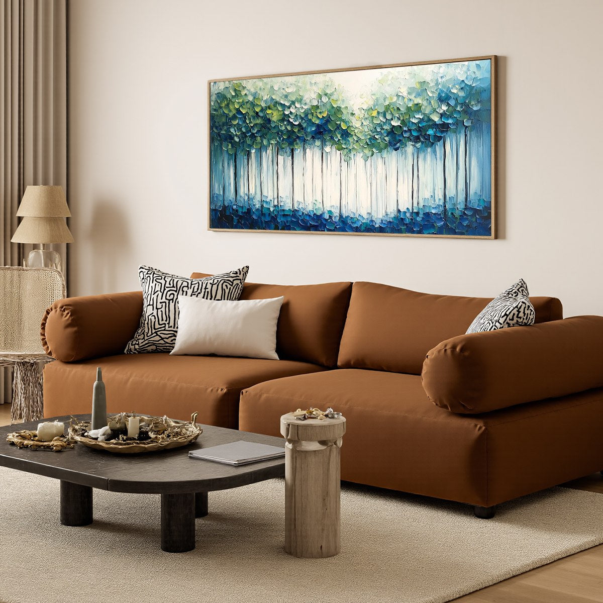 FOREST WHISPERS: Textured Panoramic Oil Painting - Image 7