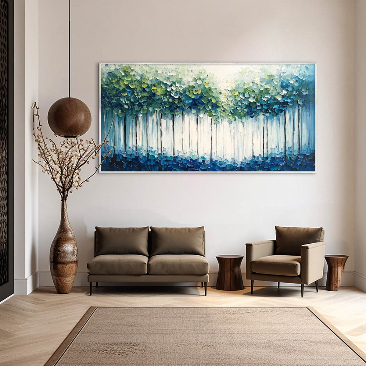 FOREST WHISPERS: Textured Panoramic Oil Painting - Image 4
