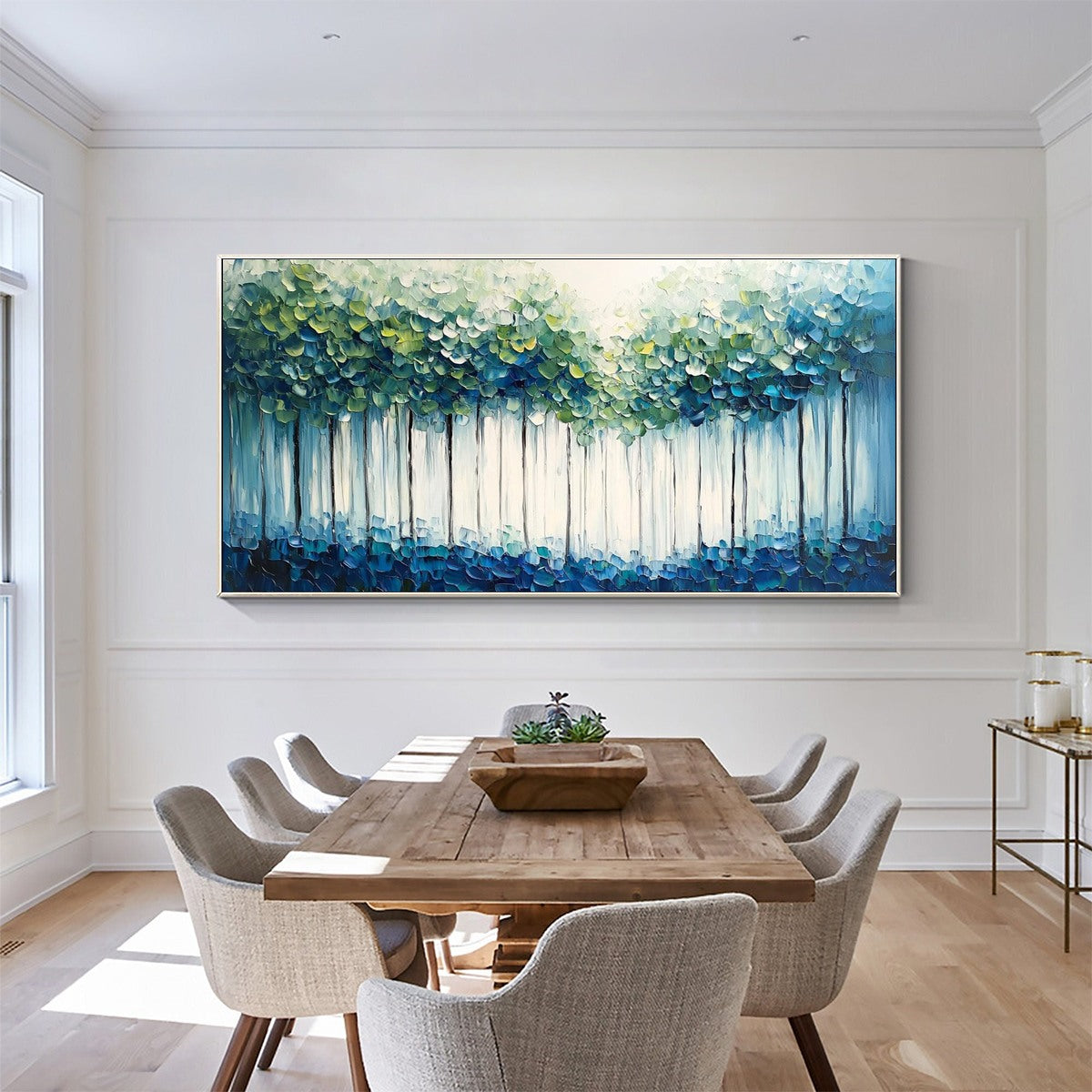 FOREST WHISPERS: Textured Panoramic Oil Painting - Image 5