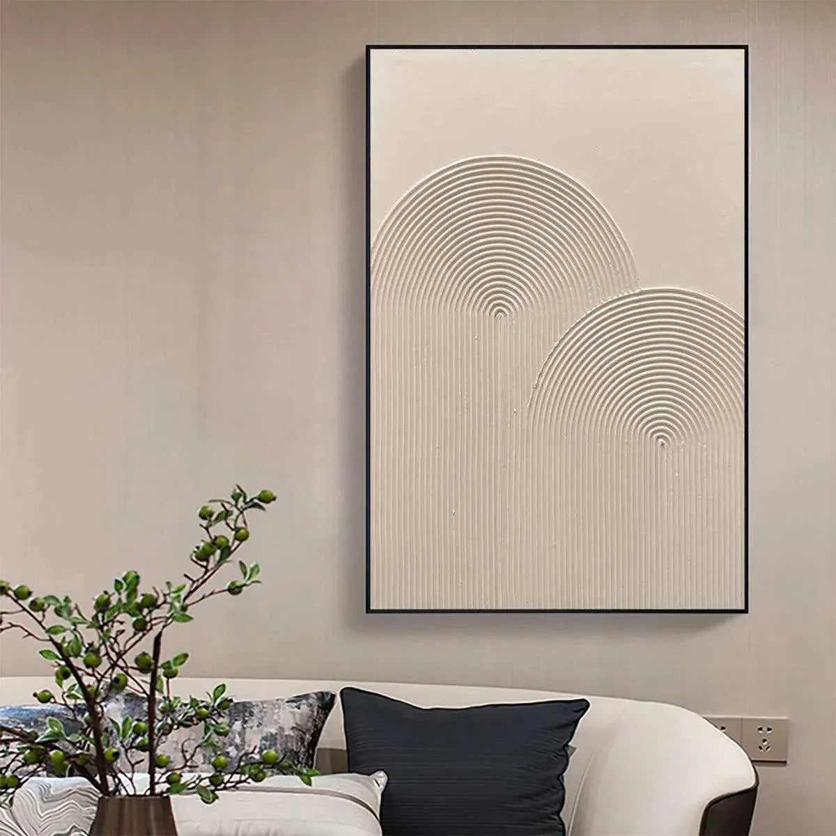 TEXTURED RAINBOW: Minimalist Textured Painting in Beige - Image 5