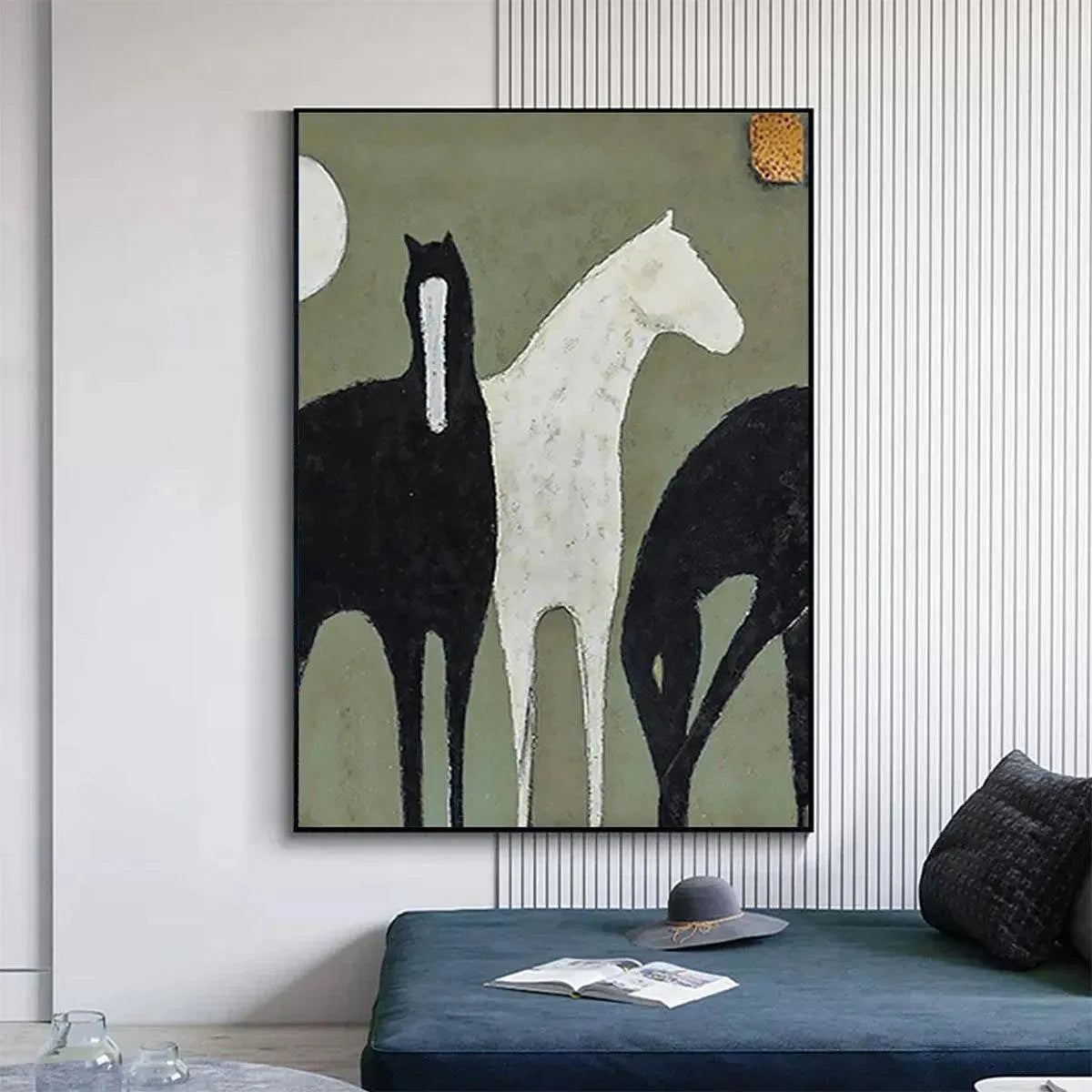 THREE HORSES: Minimalist Horse Painting, Vertical Wall Art - Image 9