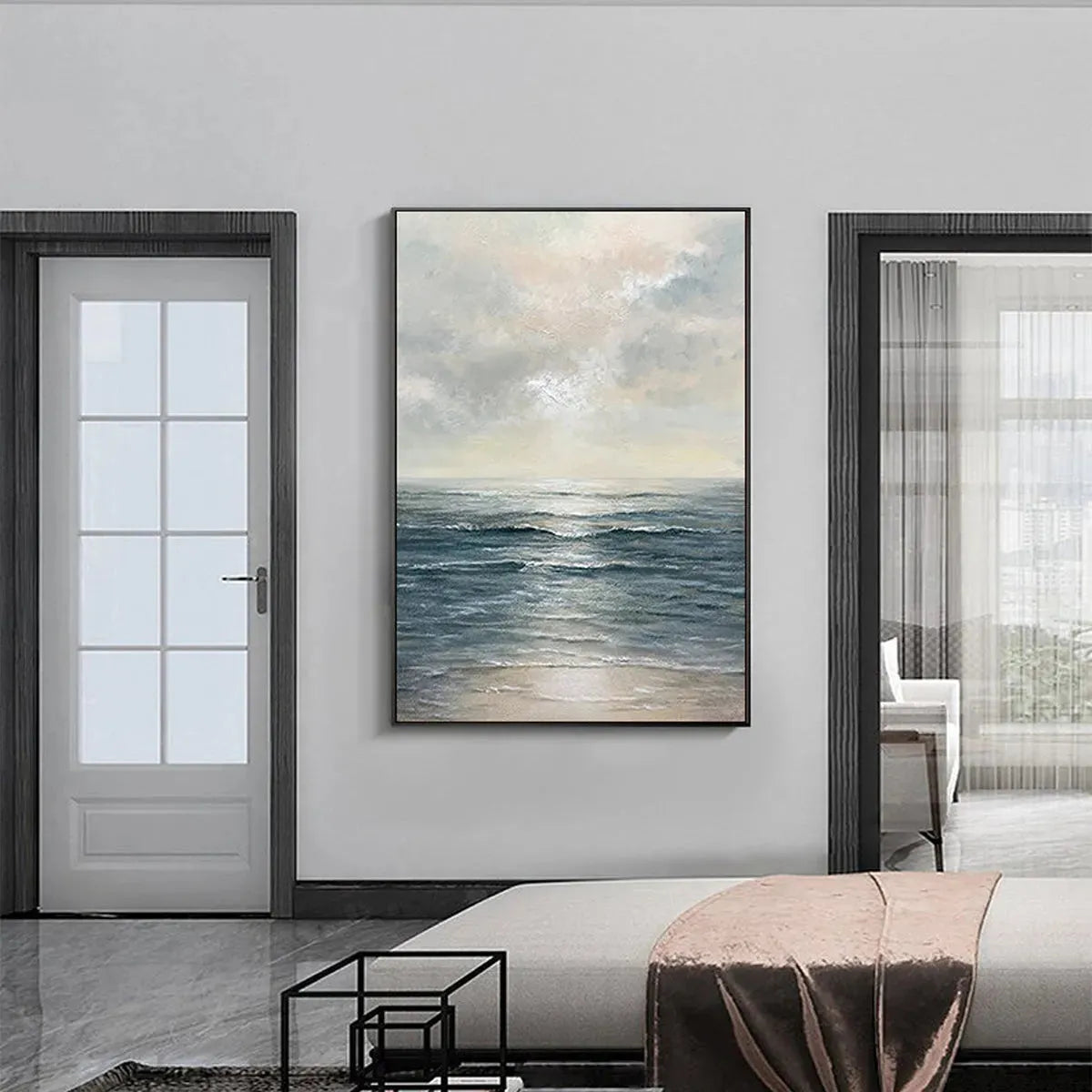 TRANQUIL SHORES: Serene Coastal Landscape Oil Painting - Image 7