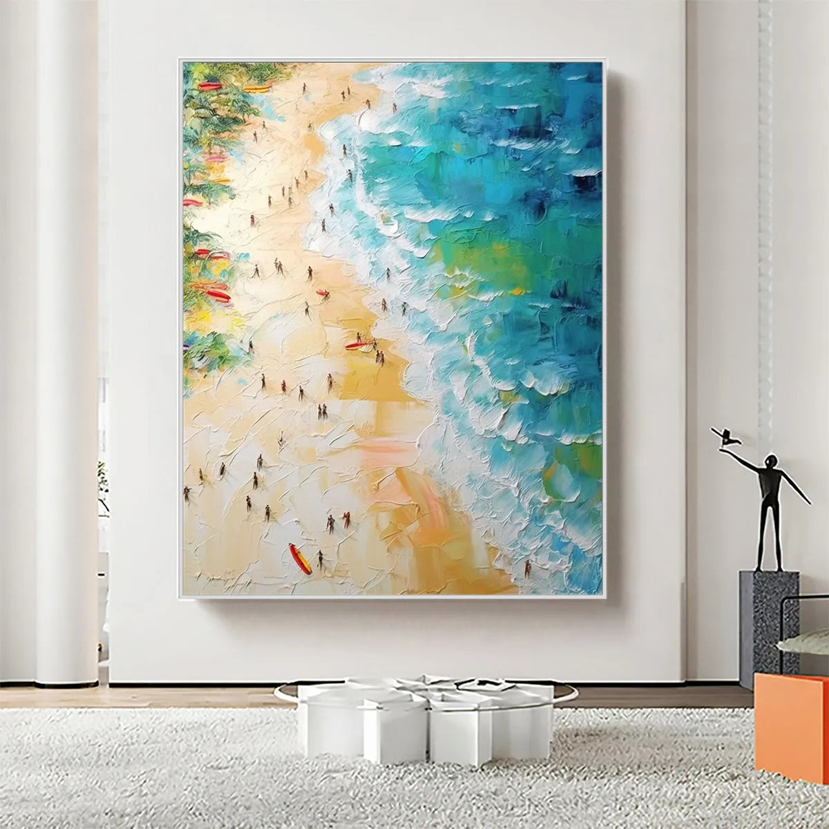TROPICAL PARADISE: Vertical Impasto Beach Scene Oil Painting - Image 6