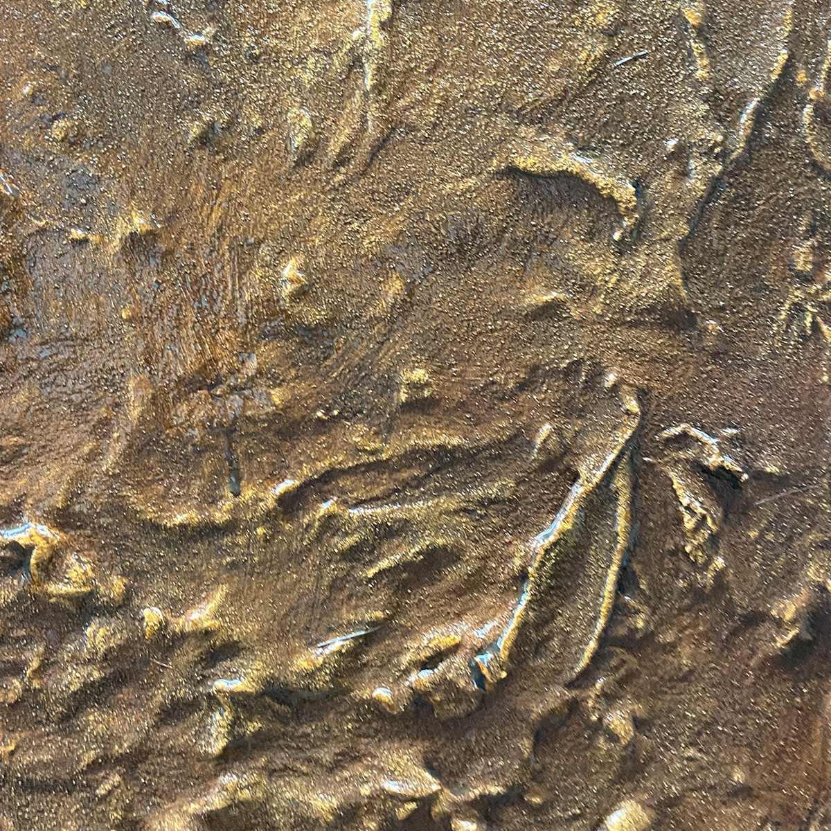 UMBRA: Textured Abstract Square Brown Oil Painting - Image 5
