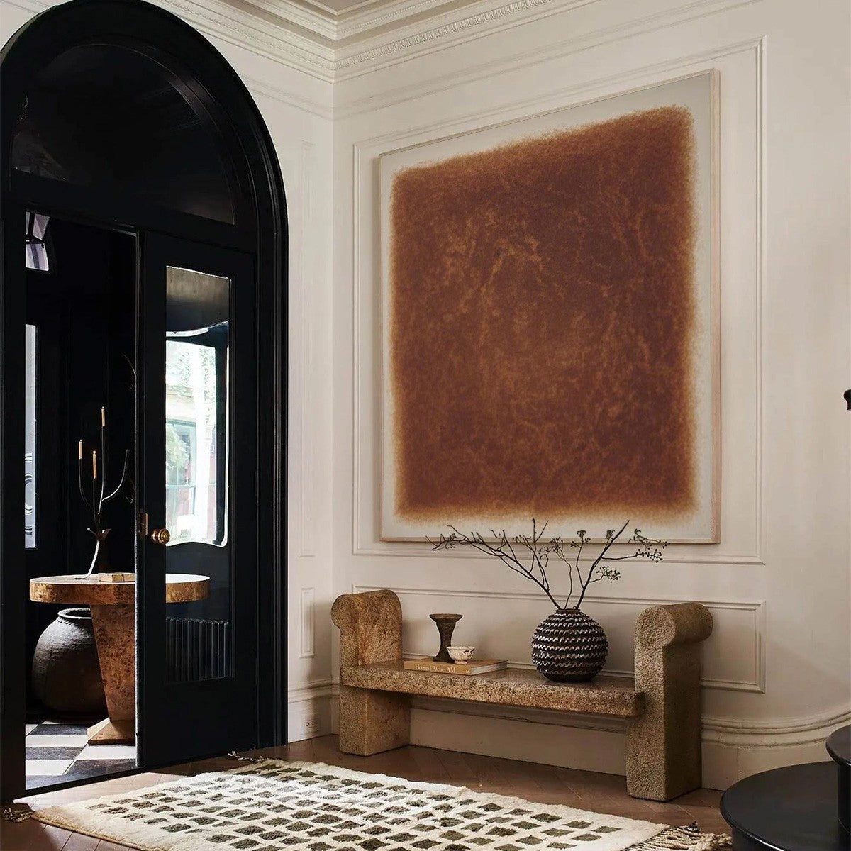 UMBRA: Textured Abstract Square Brown Oil Painting - Image 4