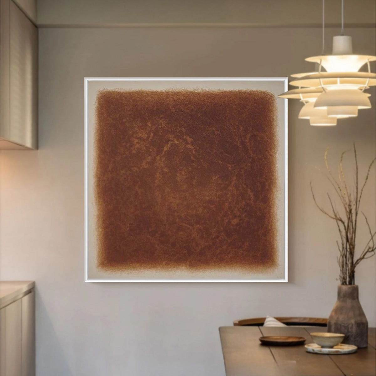 UMBRA: Textured Abstract Square Brown Oil Painting - Image 2