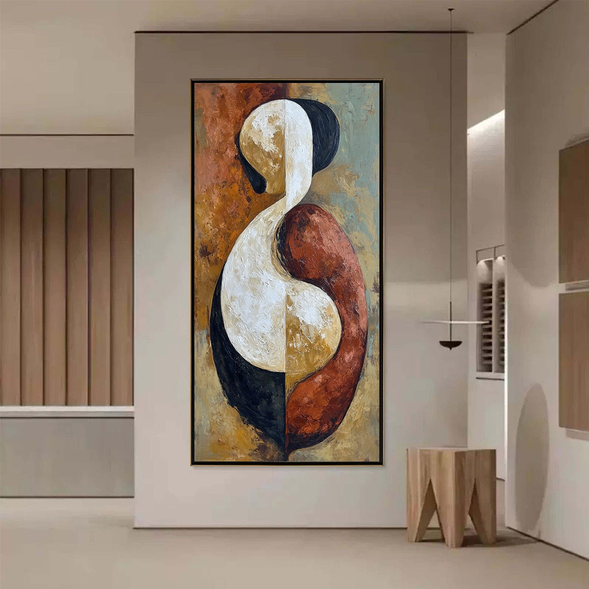 UNITY: Textured Abstract Figurative Oil Painting of Embracing Forms - Image 4