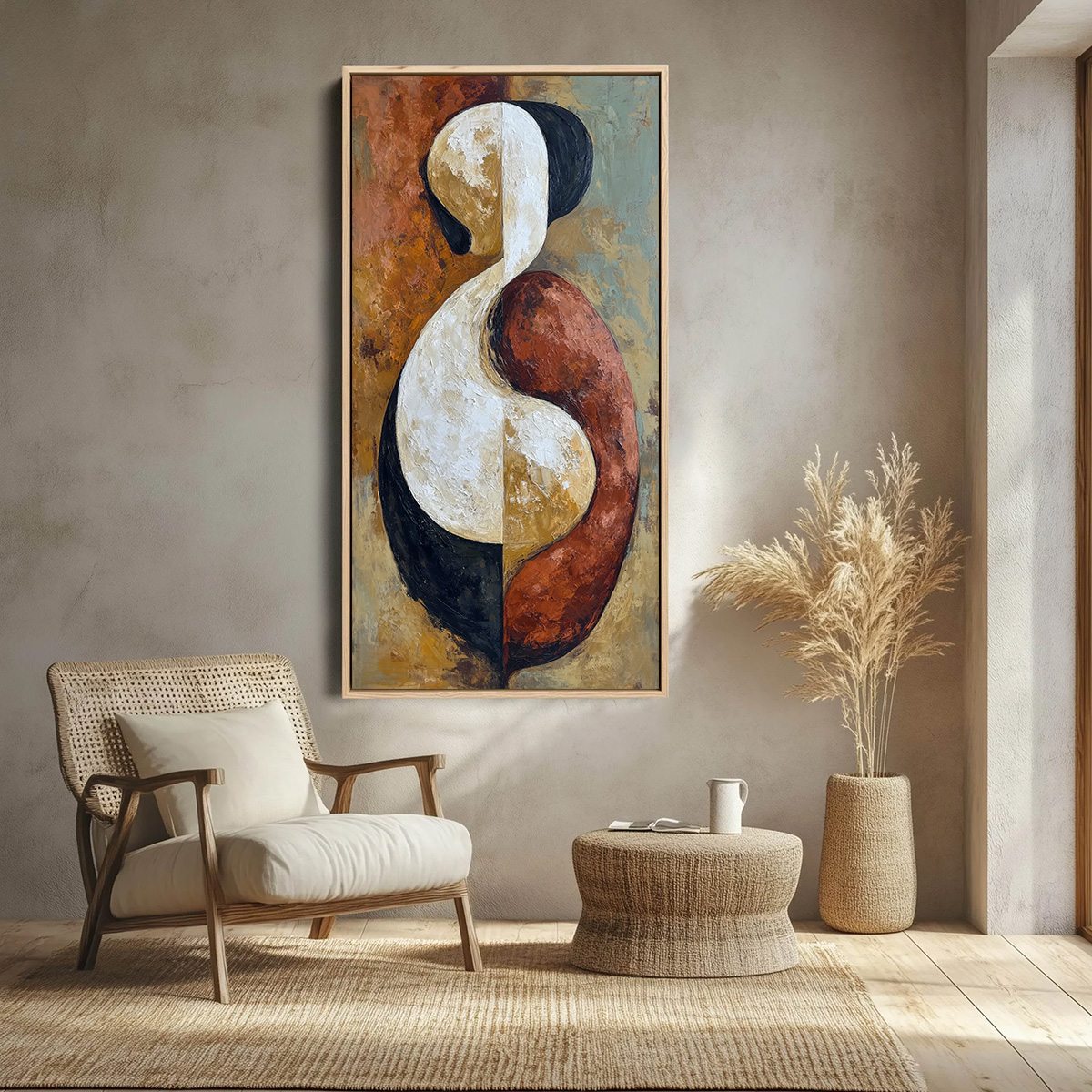 UNITY: Textured Abstract Figurative Oil Painting of Embracing Forms - Image 2
