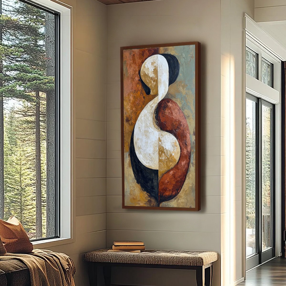 UNITY: Textured Abstract Figurative Oil Painting of Embracing Forms - Image 7