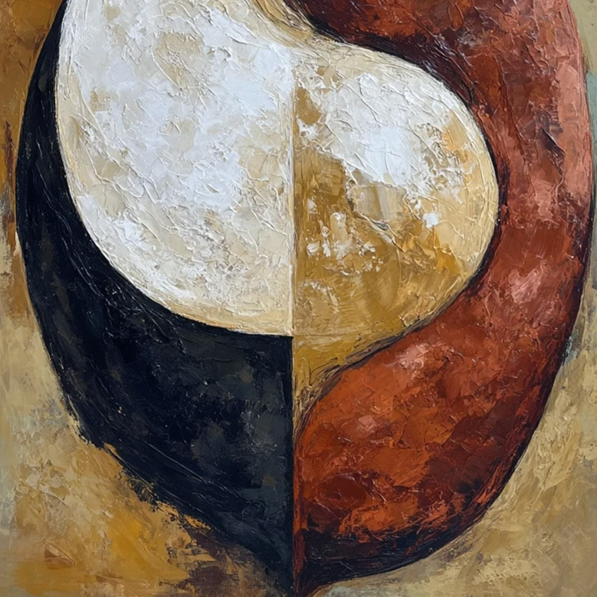UNITY: Textured Abstract Figurative Oil Painting of Embracing Forms - Image 5