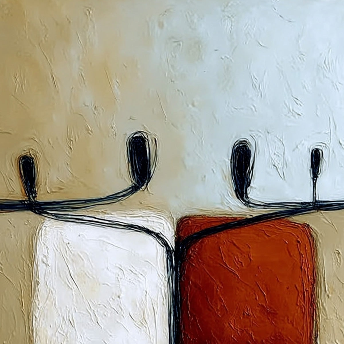 UNITY: Textured Abstract Figurative Painting of Human Connection - Image 3