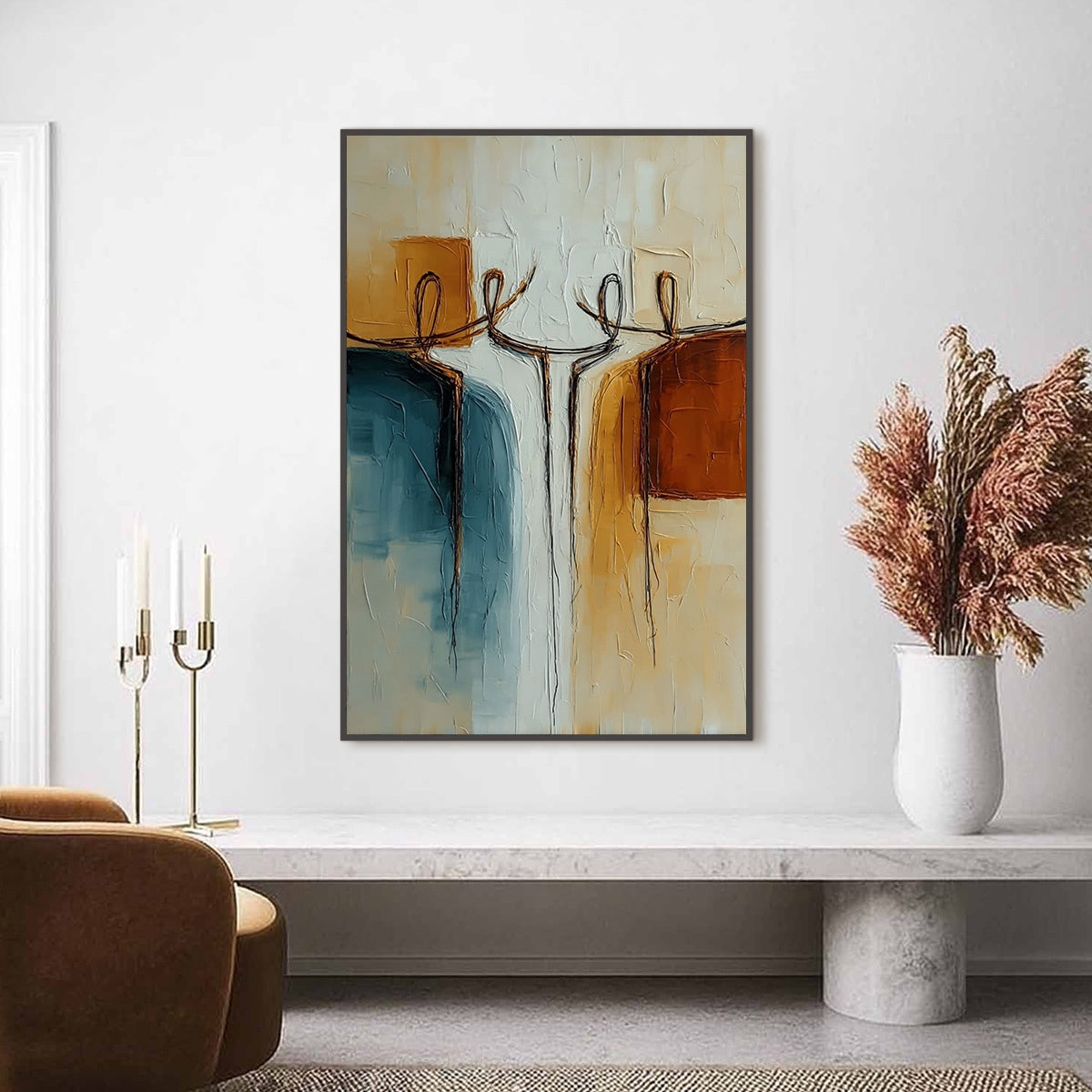 UNITY: Textured Abstract Painting of Connected Figures - Image 2