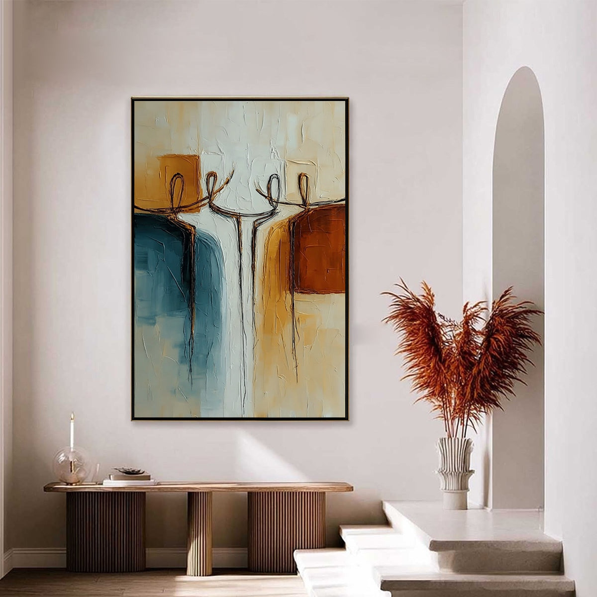 UNITY: Textured Abstract Painting of Connected Figures - Image 4