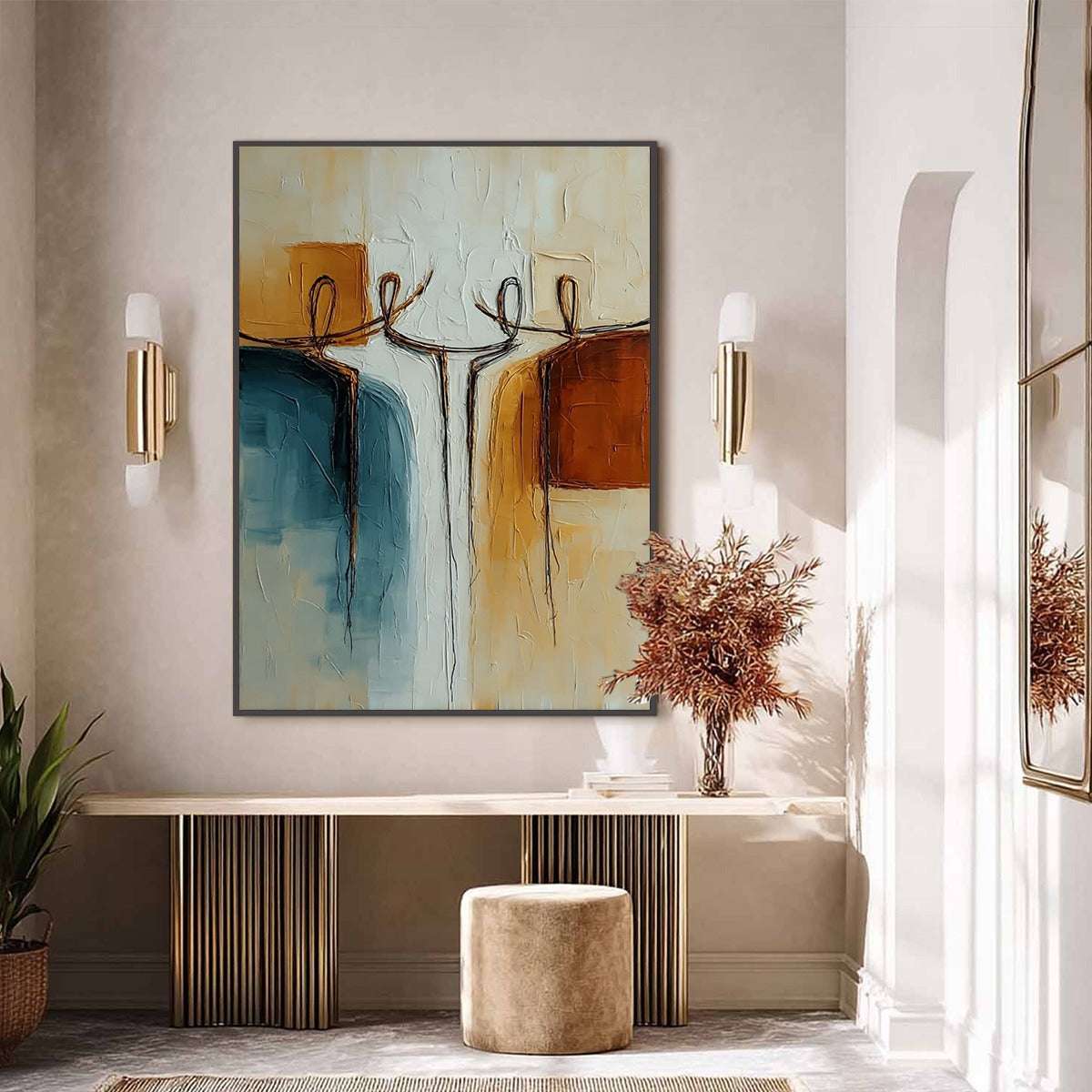 UNITY: Textured Abstract Painting of Connected Figures - Image 6