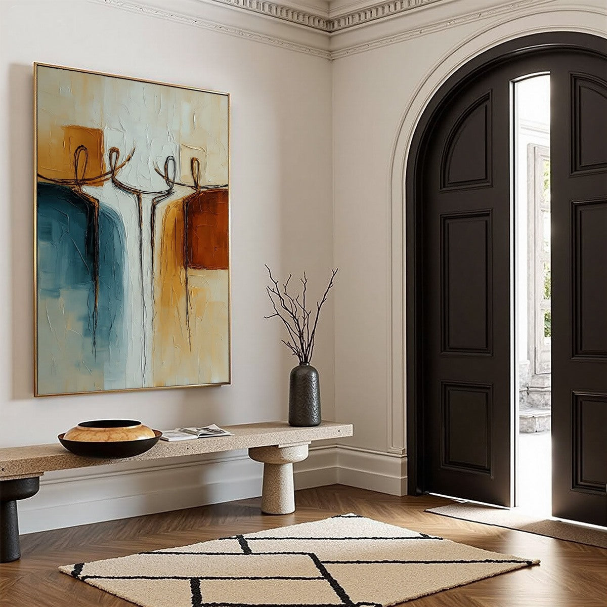 UNITY: Textured Abstract Painting of Connected Figures - Image 8