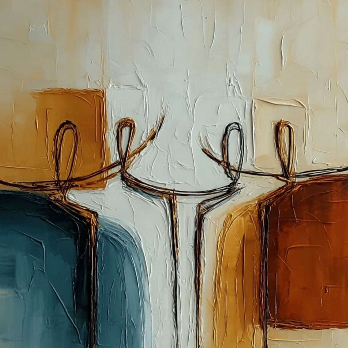 UNITY: Textured Abstract Painting of Connected Figures - Image 3