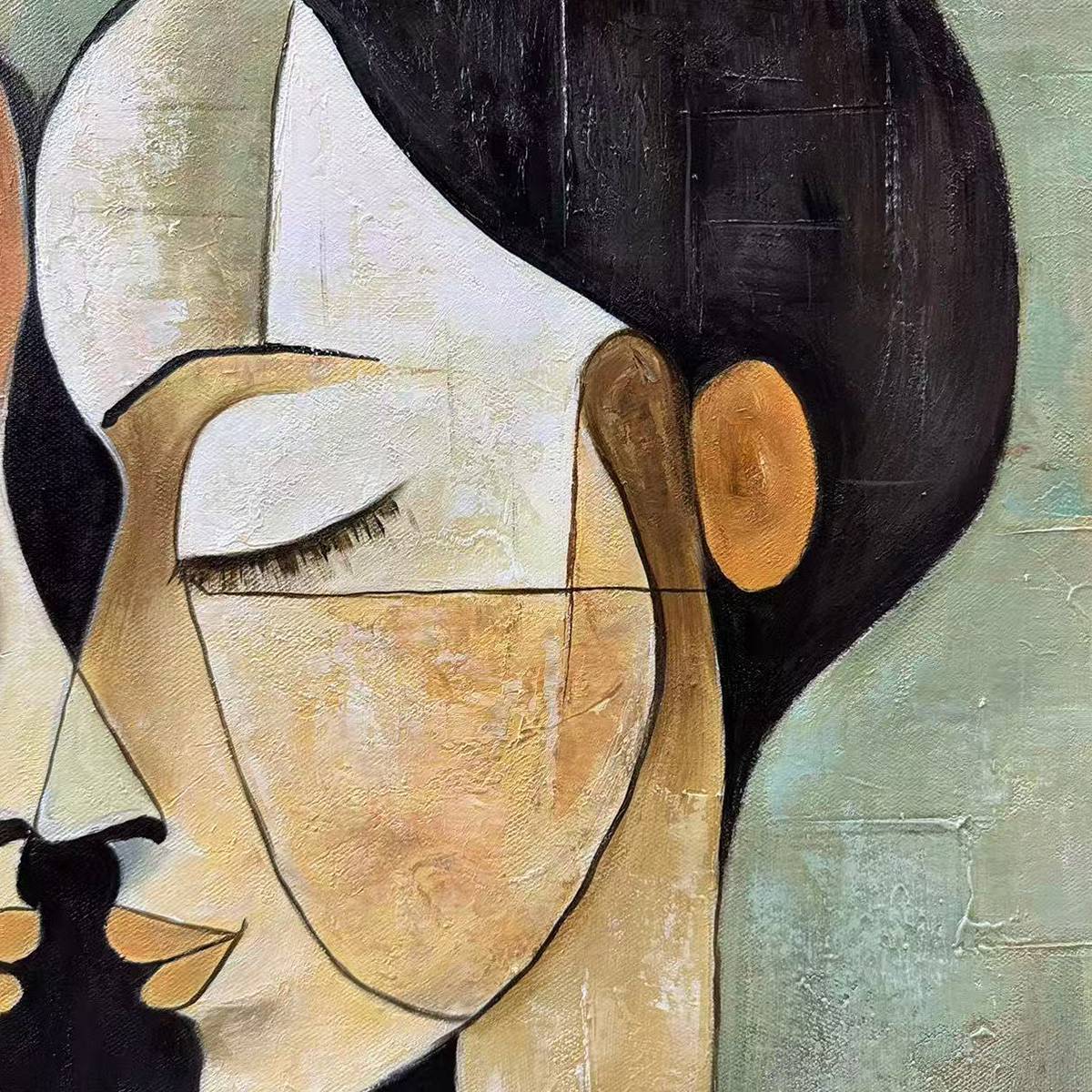 UNITY IN CONTRAST: Textured Abstract Figurative Oil Painting - Image 3