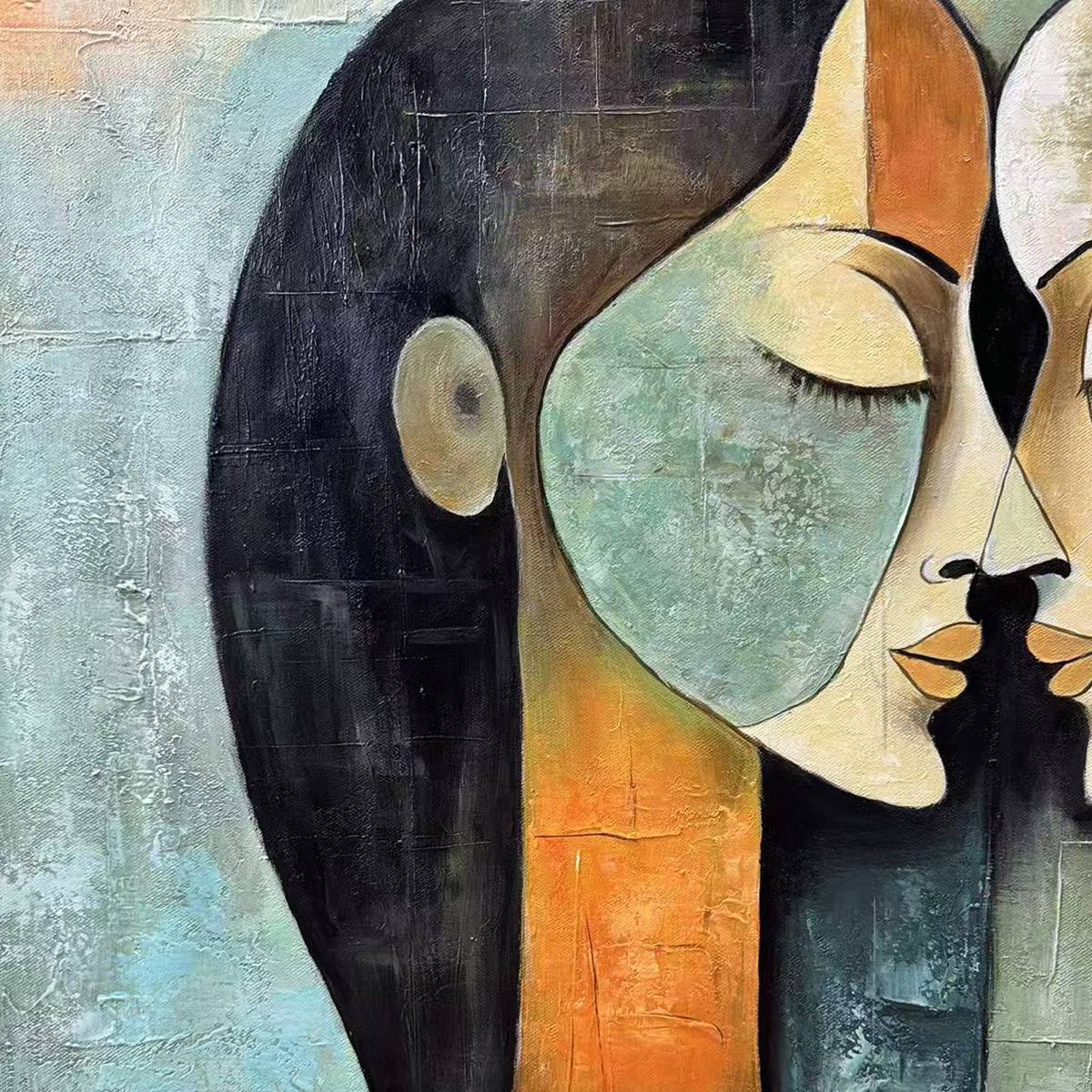 UNITY IN CONTRAST: Textured Abstract Figurative Oil Painting - Image 6
