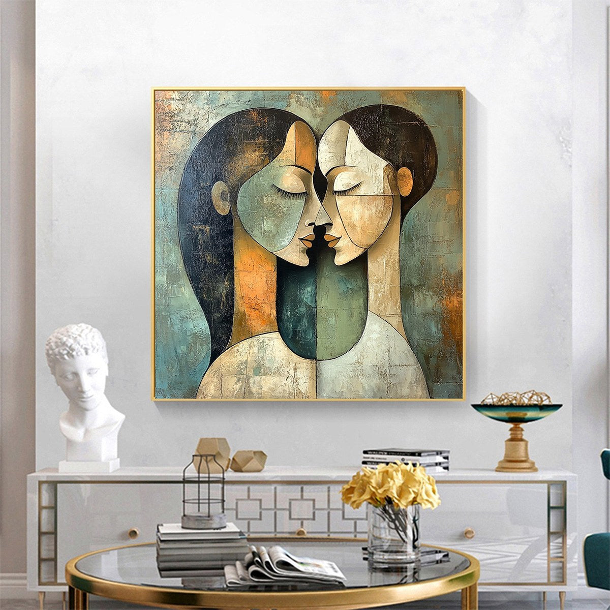 UNITY IN CONTRAST: Textured Abstract Figurative Oil Painting - Image 2