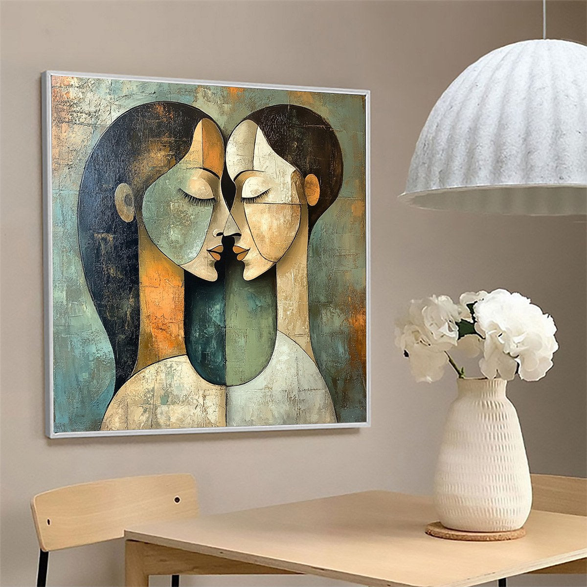 UNITY IN CONTRAST: Textured Abstract Figurative Oil Painting - Image 4