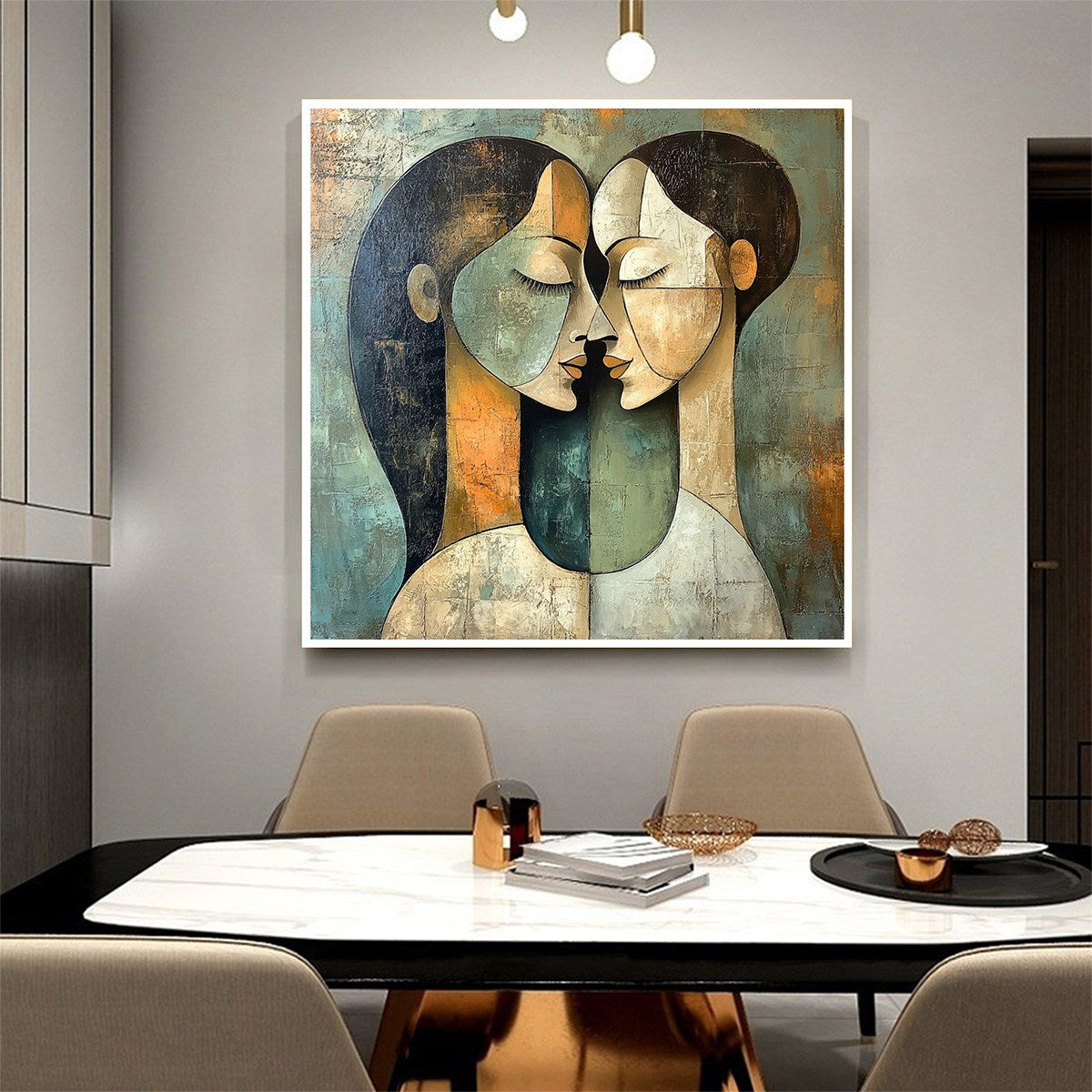 UNITY IN CONTRAST: Textured Abstract Figurative Oil Painting - Image 5