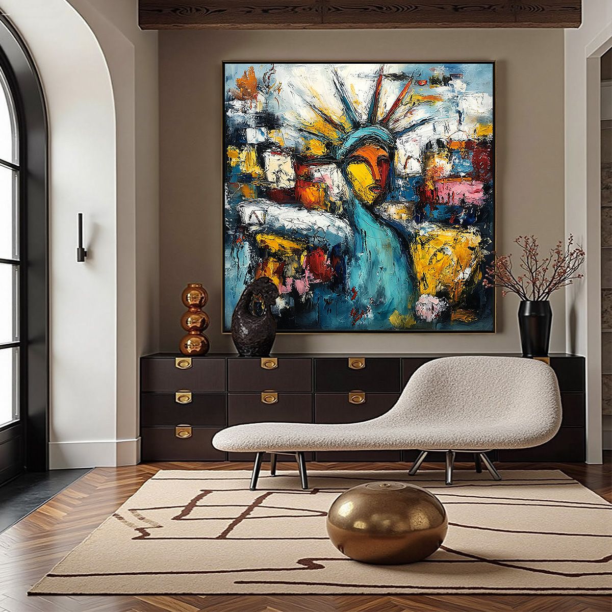 URBAN BEACON: Abstract Impasto Statue of Liberty Painting - Image 4