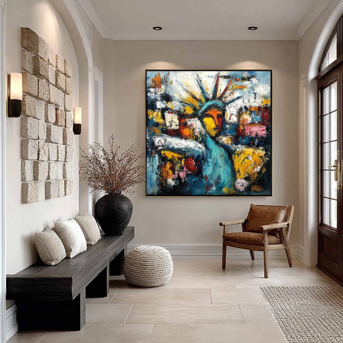 URBAN BEACON: Abstract Impasto Statue of Liberty Painting - Image 6