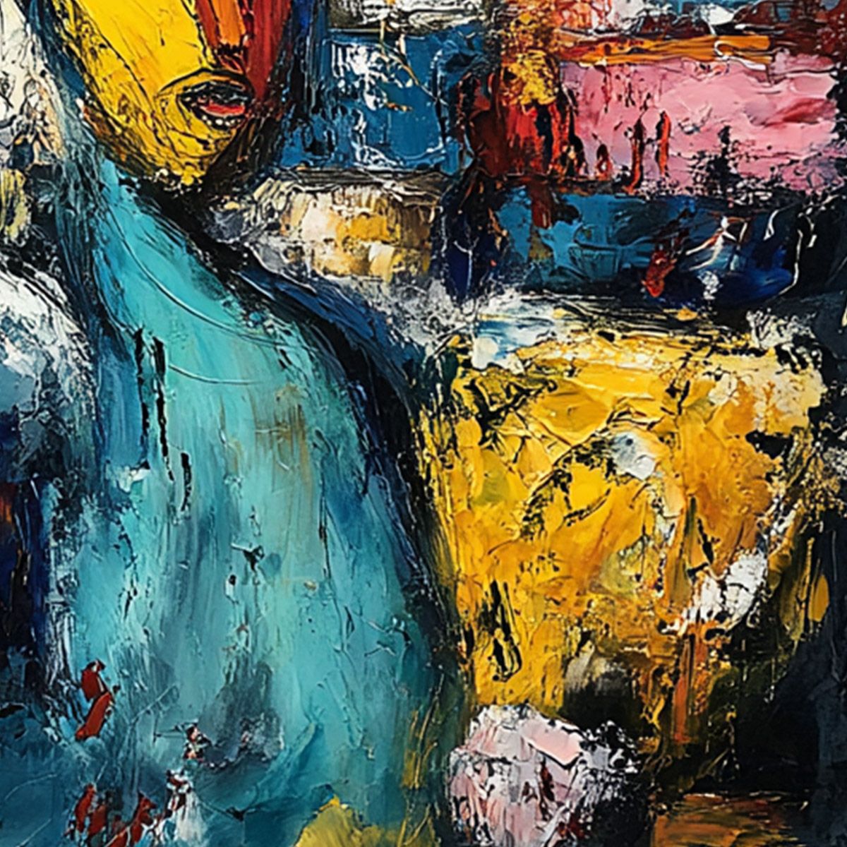 URBAN BEACON: Abstract Impasto Statue of Liberty Painting - Image 5