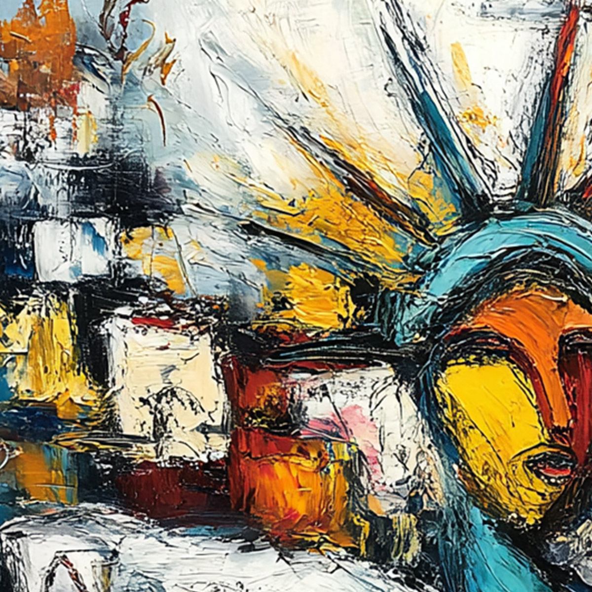URBAN BEACON: Abstract Impasto Statue of Liberty Painting - Image 3