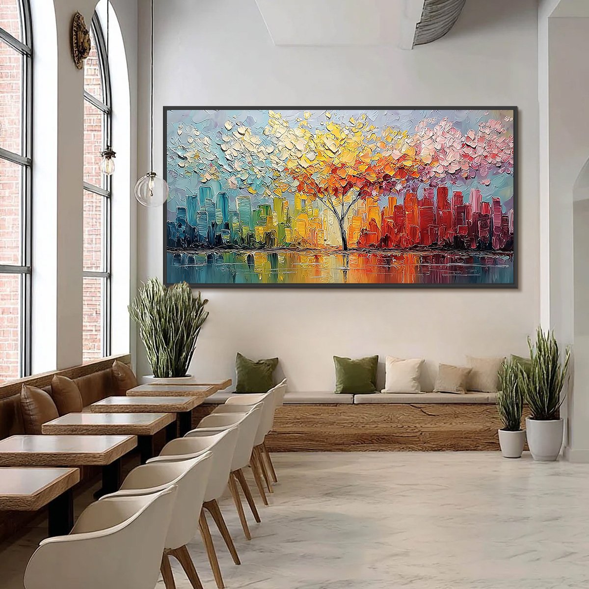 URBAN BLOOM: Colorful Textured Impasto Cityscape Painting - Image 6