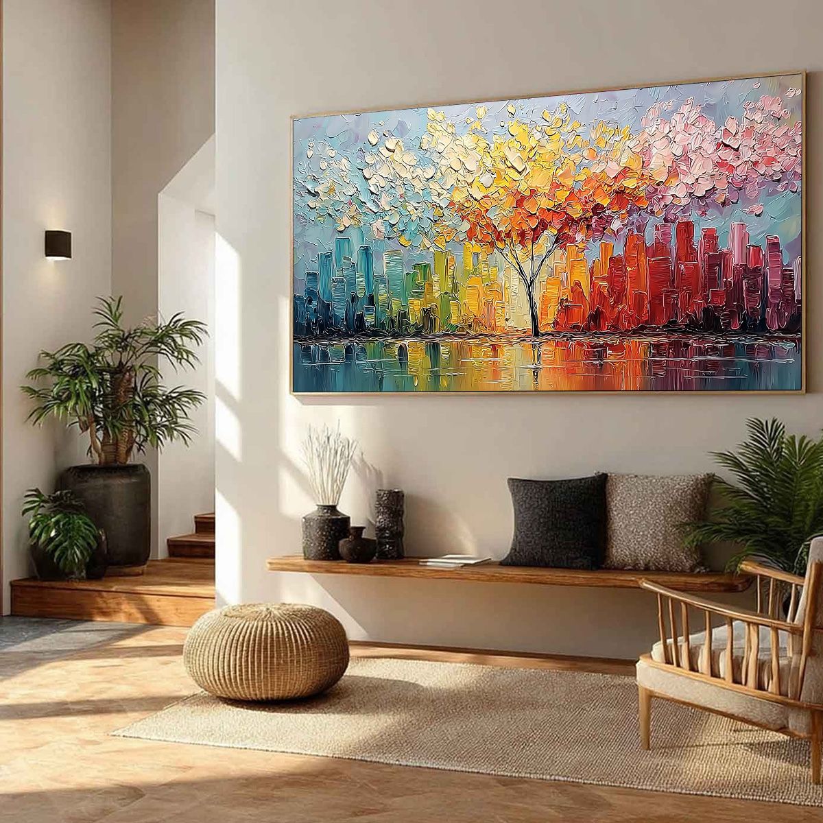 URBAN BLOOM: Colorful Textured Impasto Cityscape Painting - Image 8
