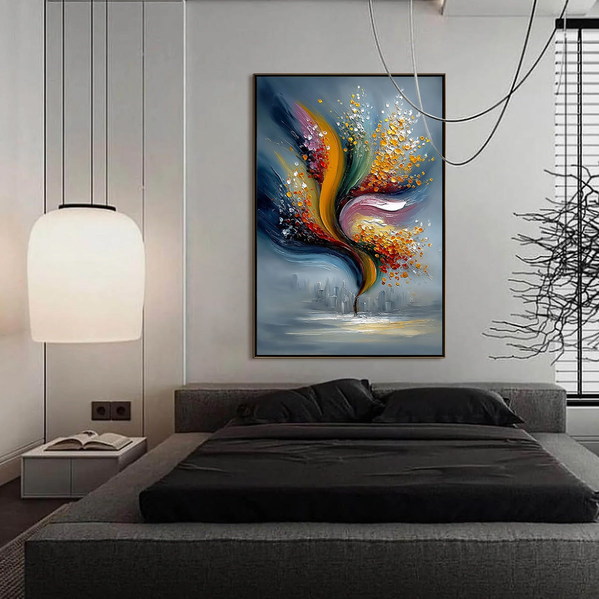 URBAN BLOOM: Textured Abstract Cityscape Palette Knife Painting - Image 4