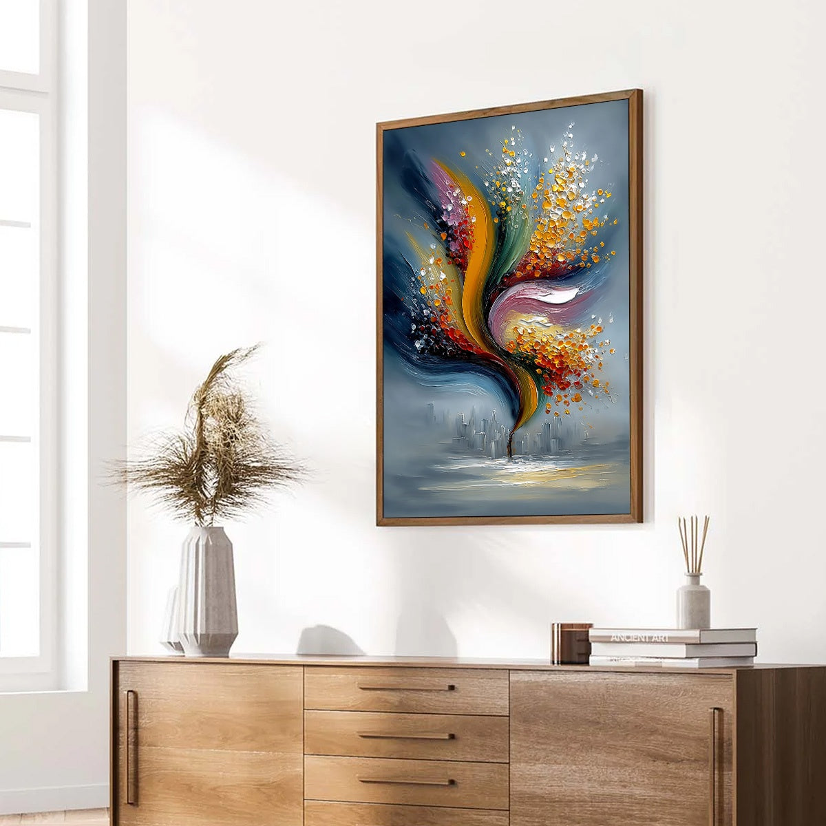 URBAN BLOOM: Textured Abstract Cityscape Palette Knife Painting - Image 8