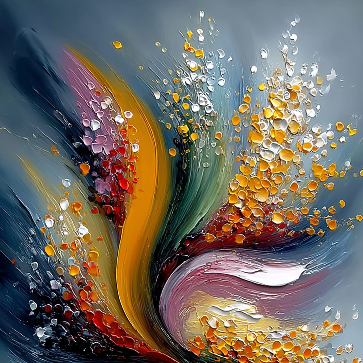 URBAN BLOOM: Textured Abstract Cityscape Palette Knife Painting - Image 3