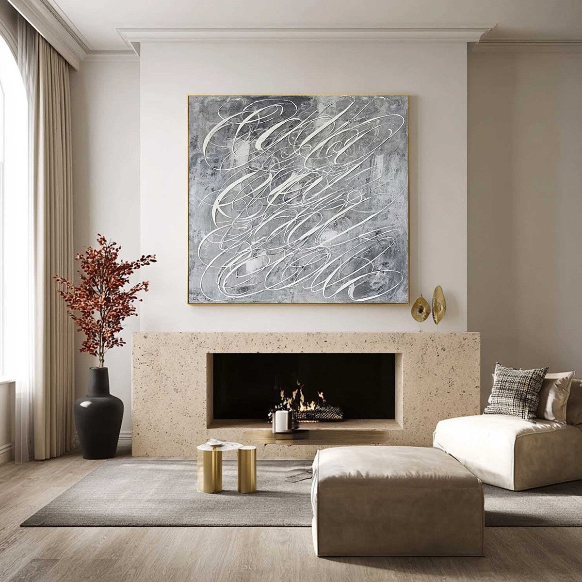 URBAN CALLIGRAPHY: Textured Monochrome Abstract Calligraphy Painting - Image 6