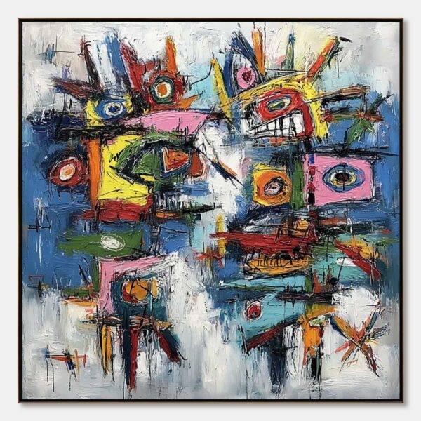 URBAN CARNIVAL: Bold Colorful Textured Abstract Wall Art for Modern Spaces