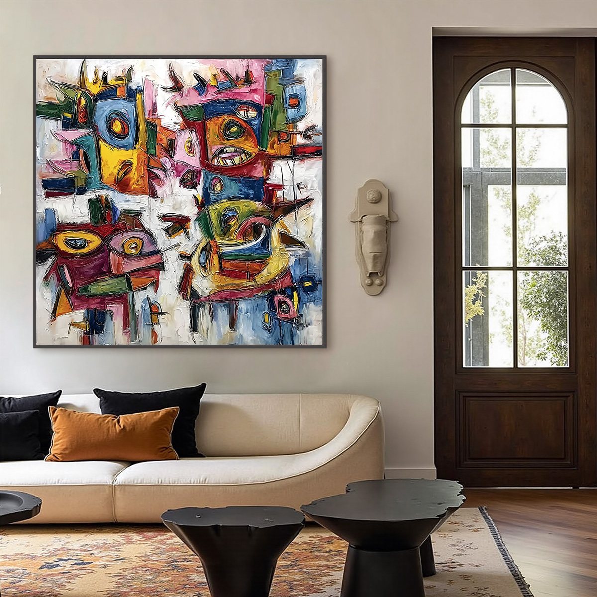 URBAN CARNIVAL: Large Colorful Abstract Impasto Painting for Modern Decor - Image 6