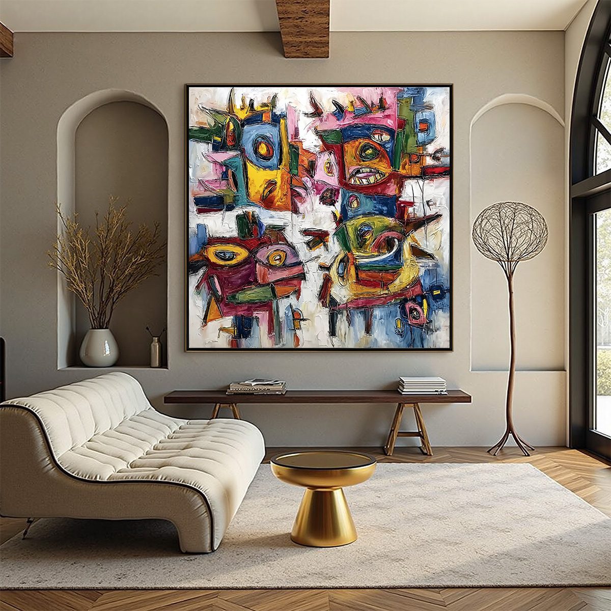 URBAN CARNIVAL: Large Colorful Abstract Impasto Painting for Modern Decor - Image 2