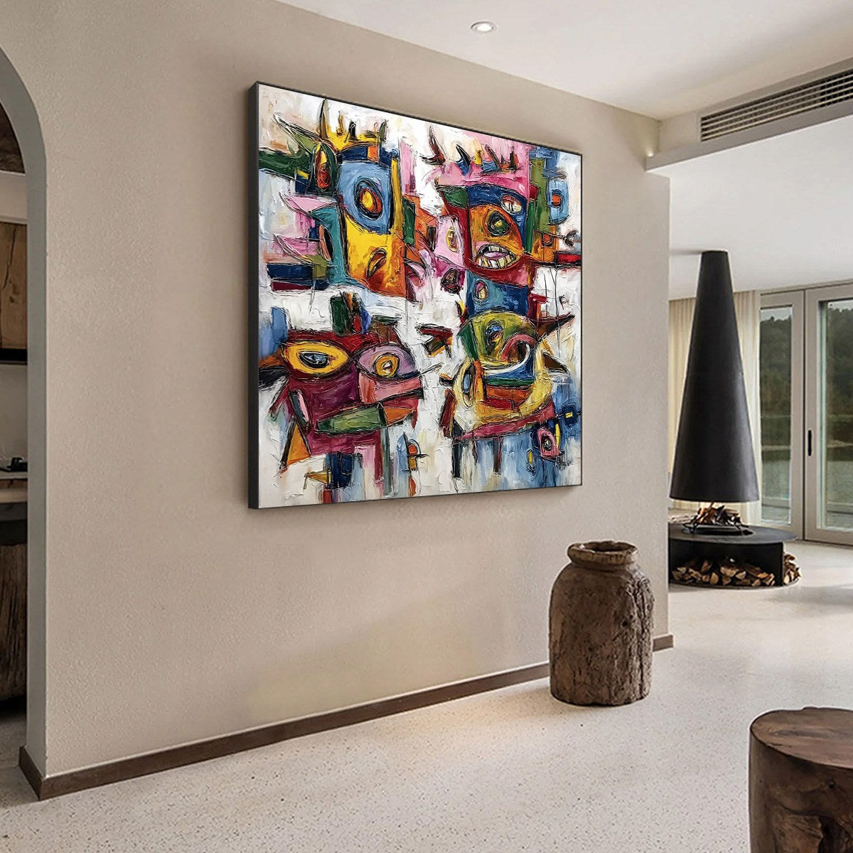 URBAN CARNIVAL: Large Colorful Abstract Impasto Painting for Modern Decor - Image 7