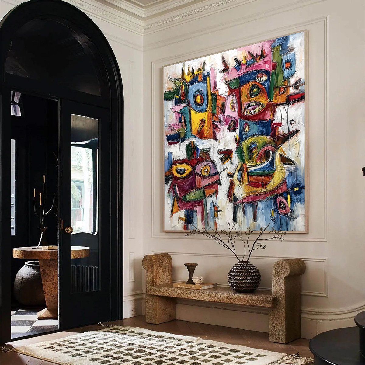 URBAN CARNIVAL: Large Colorful Abstract Impasto Painting for Modern Decor - Image 8