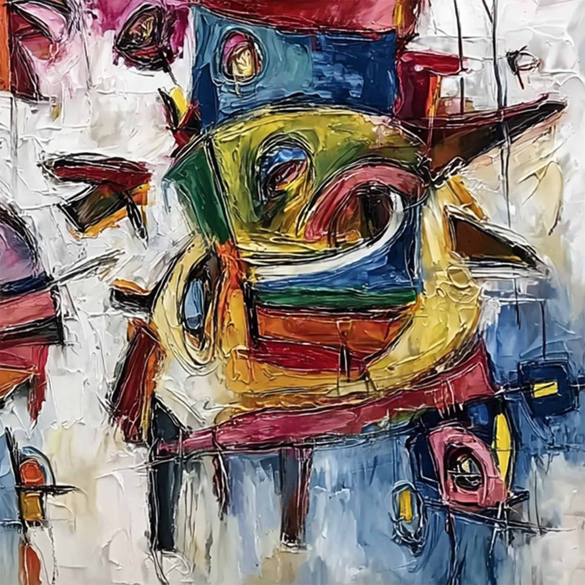 URBAN CARNIVAL: Large Colorful Abstract Impasto Painting for Modern Decor - Image 5