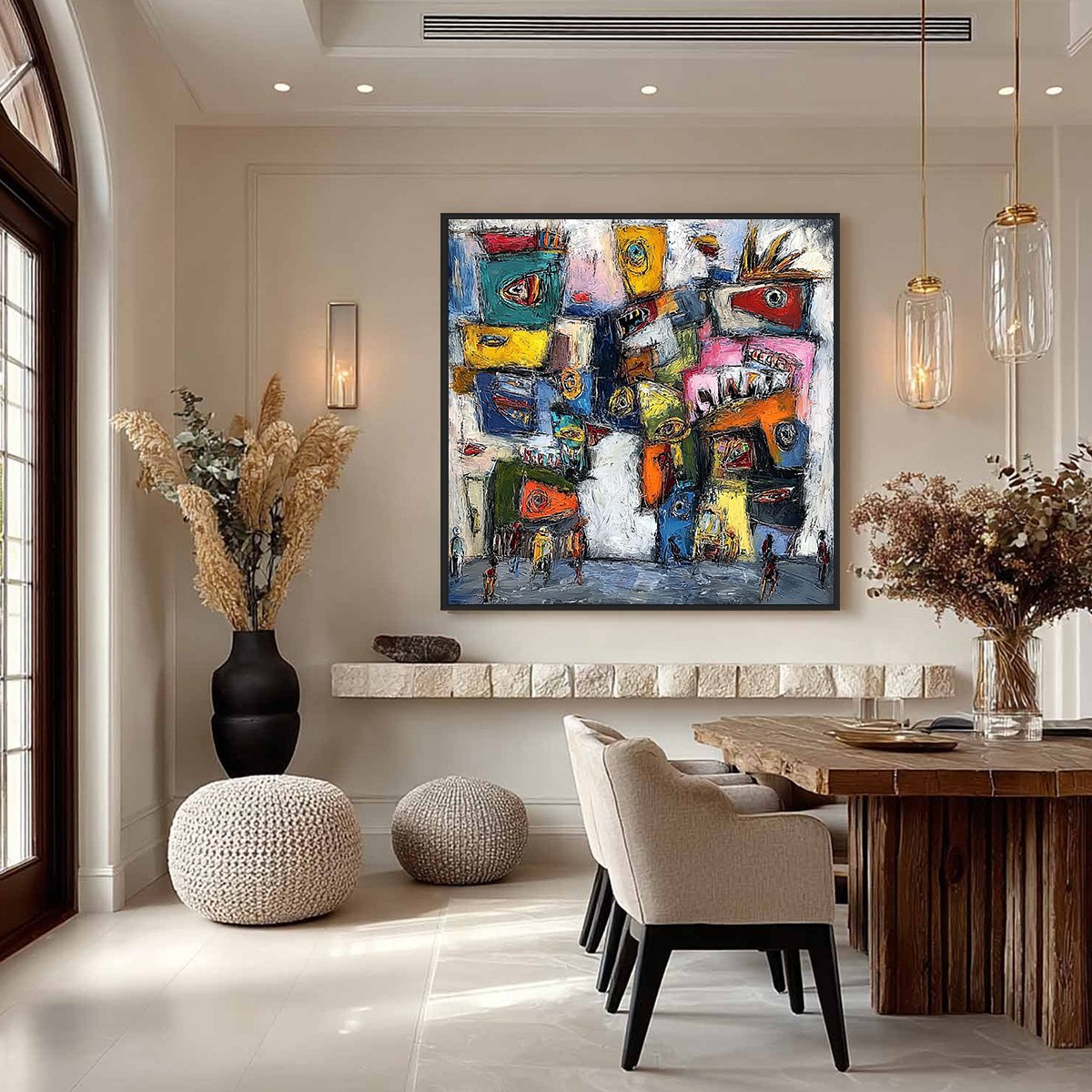 CONFRONTATION-Vibrant-Abstract-Figurative-Expressionist-Painting - Image 4