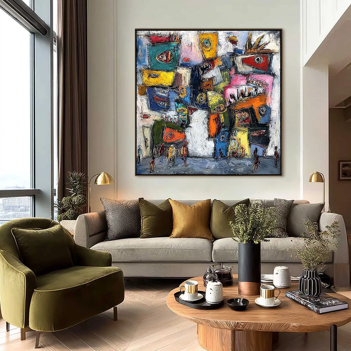 CONFRONTATION-Vibrant-Abstract-Figurative-Expressionist-Painting - Image 6