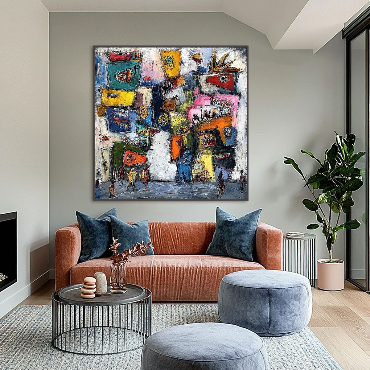 CONFRONTATION-Vibrant-Abstract-Figurative-Expressionist-Painting - Image 2