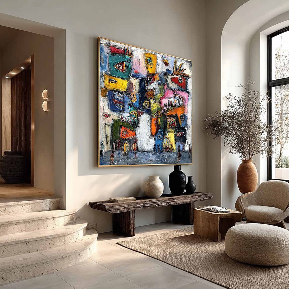 CONFRONTATION-Vibrant-Abstract-Figurative-Expressionist-Painting - Image 8