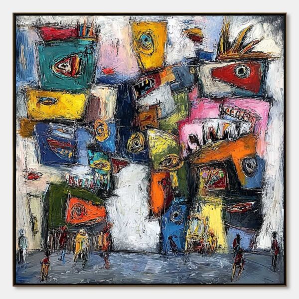 CONFRONTATION-Vibrant-Abstract-Figurative-Expressionist-Painting